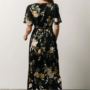 Sicily satin maxi dress blacks black floral